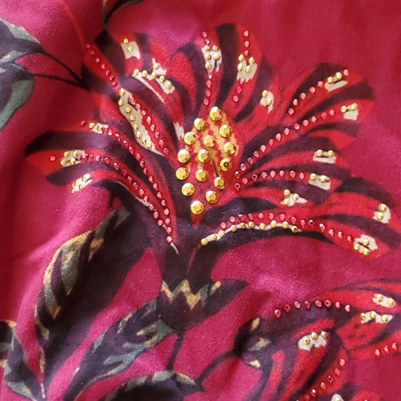 Suede Floral & Rhinestone Decorated Tunic - Picture 5 of 5
